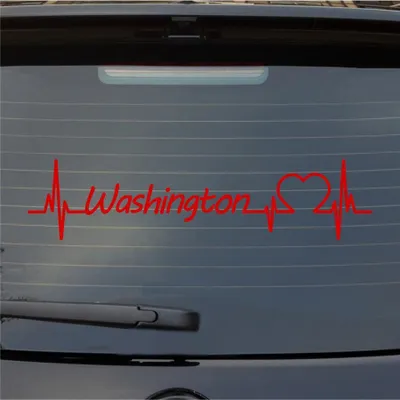 Produktbild von Heckscheibenaufkleber Washington Herzschlag Puls Staat USA Liebe 55x13 cm Rot Auto Aufkleber Sticker