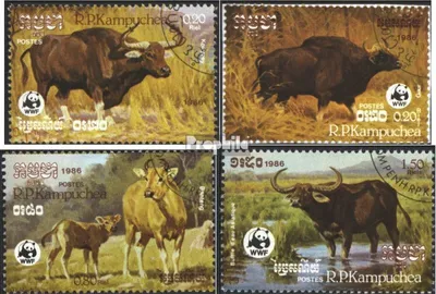 Produktbild von Briefmarken Kambodscha 1986 Mi 823-826 (kompl.Ausg.) gestempelt Weltweiter Naturschutz