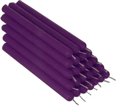 Produktbild von 25x Violett Bienenwachs 12cm Tafelkerzen Ritualkerze Osterkerzen Farbig 36335