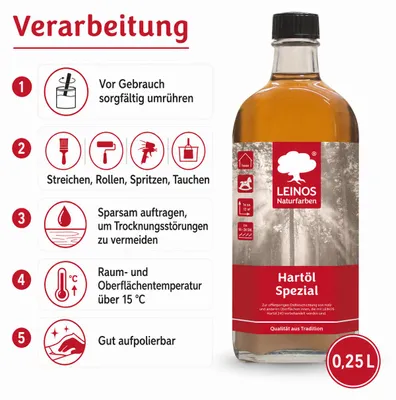 Produktbild von LEINOS Hartöl spezial 0,25 l – Hartöl Spezial Endbeschichtung innen, KI-generiertes Bild