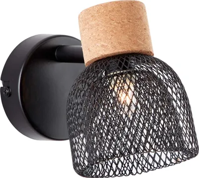 Produktbild von BRILLIANT Wandspot Flaka  | dekorativer Wandstrahler | Metall/Kork | schwarz | Kopf schwenkbar | 1x G9 max. 6 W