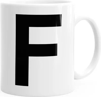 Produktbild von Kaffee-Tasse Buchstaben Buchstabe Arial Bold glänzend Kaffeetasse Teetasse Keramiktasse MoonWorks® F weiß unisize