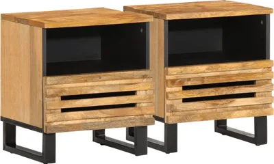 Zdjęcie produktu dla Szafki nocne, 2 szt., 40x34x46 cm, lite surowe drewno mango