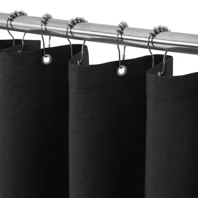 Obrázok produktu pre Omgoods – Sprchový záves s vzhľadom lnu, s krúžkami, 122 x 182 cm