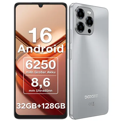Produktbild von DOOGEE Note 58 Smartphone Handy, Android 16, 6,75" 90Hz, 6250mAh Akku, 32GB RAM+128GB ROM, 4G, 16MP, NFC, Gesichtserkennung, ohne Vertrag