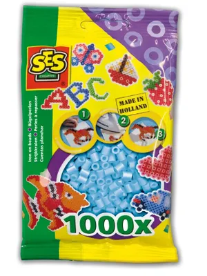 Obrázek produktu pro SES Creative Beedz Children's packet of 1000 Light Blue Iron-on Beads, Zažehlovací korálky, 1000 kusů, Modrá, Chlapec/děvče, 5 rok/roky, 12 rok/roky