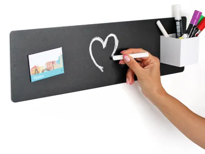 Magnetisches Kreidetafel-Wandboard 14x50 cm, schwarz anthrazit