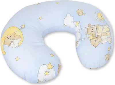 Image de Bobono coussin d'allaitement en forme de haricot en fibre naturelle bleu 60x47 cm