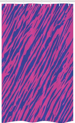 Image de ABAKUHAUS rose Zebra Rideau de douche étroit, style grunge des années 80, ensemble de décoration de salle de bain en tissu avec crochets, 120 x 180 cm, bleu cobalt et fuchsia