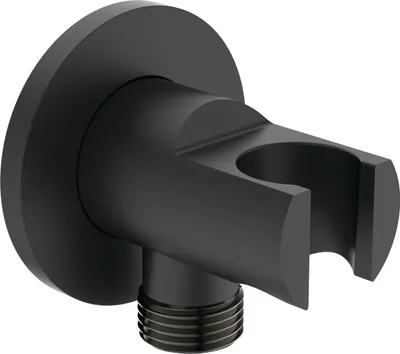 Produktbild von Ideal Standard Wandanschlussbogen mit Brausehalter rund Idealrain Round BC807XG Schwarz