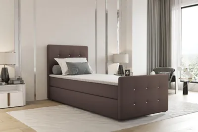 Produktbild von Boxspringbett Bett MARKOS 90x200cm Bettkasten Seite Links Braun inkl. Topper