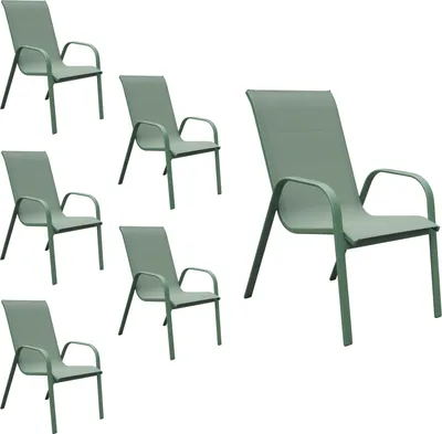 Produktbild von 6erSet Stühle MARBELLA aus salbeigrünem Textilene - salbeigrünem Aluminium