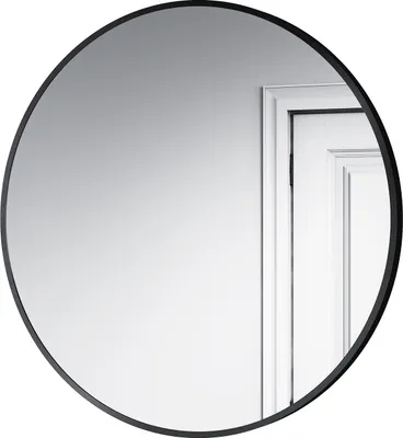 Produktbild von SONNI  50 cm runde Wandspiegel Schminkspiegel schwarz mit Aluminiumrahmen spiegel Hängespiegel