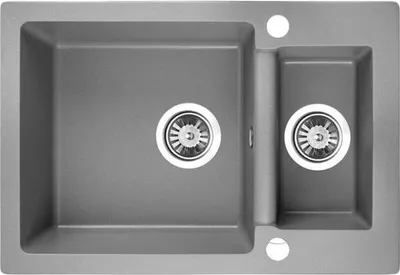 Produktbild von BADLAND BADLAND Spülbecken Granitspüle Doppelbecken CELIA 44x65 Grau | Siphon im SET!