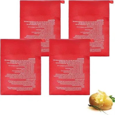 Image de Sacs réutilisables pour cuisson au micro-ondes, rouges, lot de 4