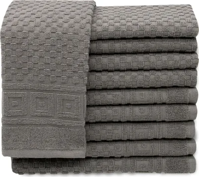 Produktbild von 10er Set Gästehandtücher mit Waffelmuster, 30x50 cm, grau, 440 g/qm
