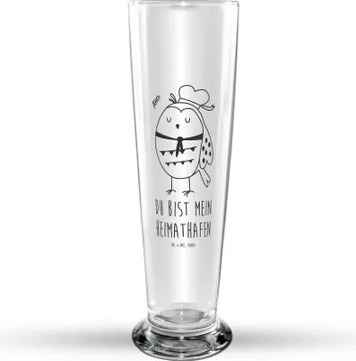 Produktbild von Mr. & Mrs. Panda Bierglas Eule Matrose - Transparent - Geschenk, Ehe, Owl, Freundin, Trinkglas, Glasbierglas, Bier Glas, Bierbecher, Glasbecher