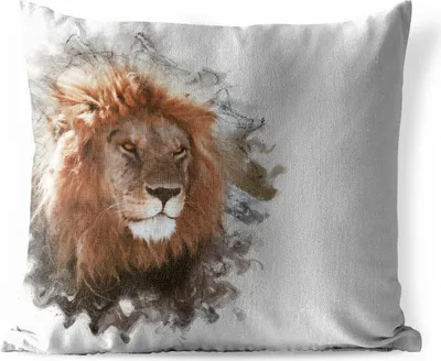 Produktbild von MuchoWow® Outdoor Kissen - Löwe - Linie - Farben - 60x60 cm - Wetterfest - Lounge Kissen - Dekoration - Schlaf Kissen