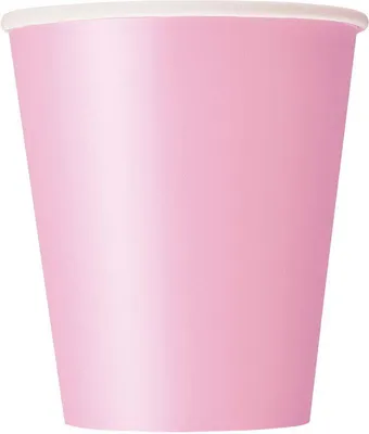 Produktbild von Unique 8 rosa Einweg-Pappbecher, 266 ml Füllmenge, ca. 13,97 cm Höhe, Ø 8,26 cm