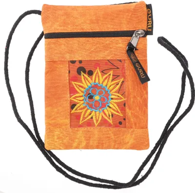 Produktbild von Boho Brustbeutel, Passporttasche - Orange, Uni - Erwachsene, Baumwolle, 18*12*4 cm, Alternative Umhängetasche, Handtasche aus Stoff