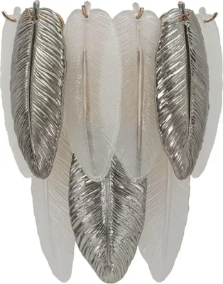 Zdjęcie produktu dla Kinkiet ścienny o Ferretti Leafy, srebrno-biały, wymiary: 24x15x29 cm