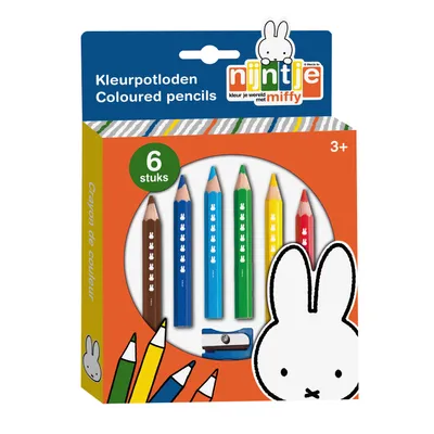 Image de Crayons de couleur en bois Miffy, 6 pièces.