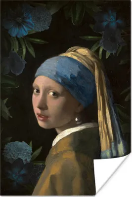 Produktbild von MuchoWow® Poster Das Mädchen mit dem Perlenohrring - Johannes Vermeer - Blumen 120x180 cm - Kunstposter