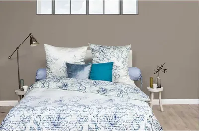 Produktbild von Heckett & Lane Satin Bettwäsche Zico HnL Ornamente Blau Grün 100% Baumwolle Reißverschluss Bettbezug Kissenbezug Bettgarnitur 135x200 cm Weiß
