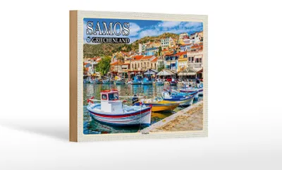 Produktbild von Holzschild Reise 18x12 cm Samos Griechenland Pythagório Kleinstadt