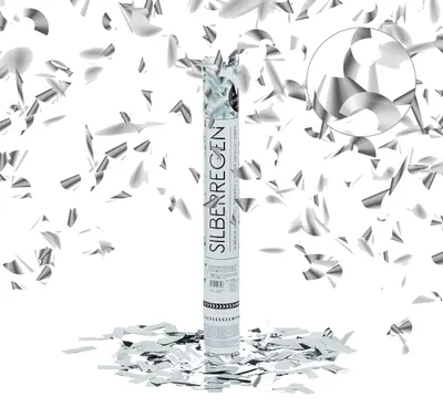 Konfetti-Kanone 40 cm silber, 6-8 m Schusshöhe, metallic, für Partys
