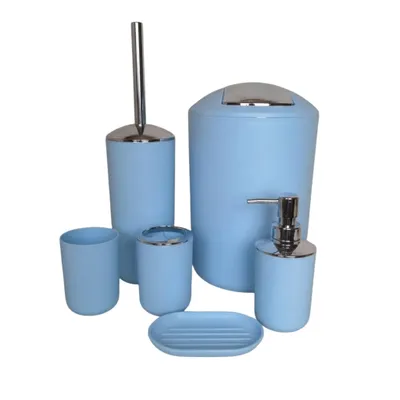 Produktbild von Badset 6-teilig, Badezimmer Zubehörset, Badaccessoires Blau