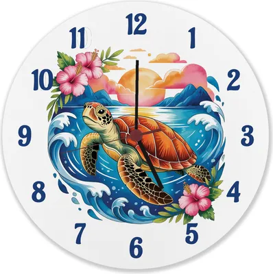 Produktbild von Meeresschildkröte Aquarellstil Wanduhr aus Alu Maritimes Design