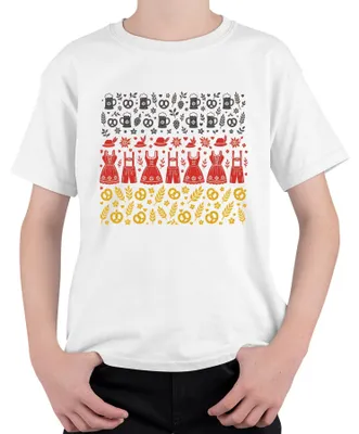 Imagen del producto de , Baviera, traje tradicional, vestido "Dirndl", pantalones de cuero, pretzel, feria ("Wiesn"), Múnich, camiseta para niños, blanco, talla 152