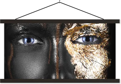 Produktbild von MuchoWow® Textilposter Frau - Blattgold - Schwarz - Gold - Luxus 120x60 cm mit schwarzem Rahmen - Dekoration Schlafzimmer