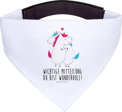 Produktbild von Mr. & Mrs. Panda Tuch Einhorn Mitteilung - Weiß - Geschenk, Liebe, Hunde-Halstuch, Unicorn, Hundehalstuch, Einhörner, Spruch, Halstuch Für Hunde, Hund, Valentinstag