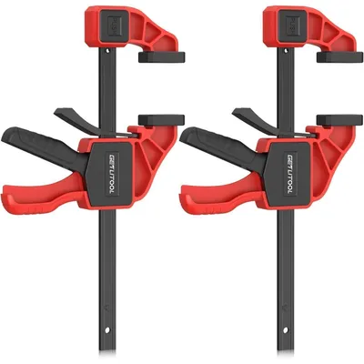 Immagine prodotto di Morsetto a una mano, set di 2 pezzi, capacità di serraggio 75 kg, apertura massima 155 mm, campo di lavoro 130-280 mm, morsetto 2-in-1