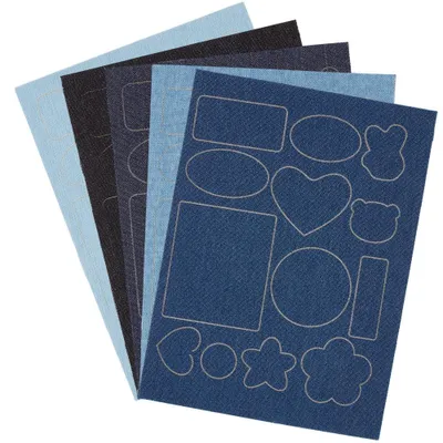 Jeans-Reparaturflicken selbstklebend, 10 Stück, 5 Farben, Polyester