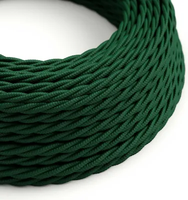 Immagine prodotto di Creative-Cables Cavo elettrico rivestito in tessuto, Sezione 3 x 0,75 mm², 50 m, Verde Bosco TM21, Trecciato, effetto seta