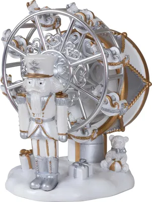 Produktbild von Spieluhr Weihnachten Nussknacker mit Riesenrad 14cm mechanisch weiß-gold