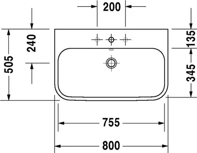 Produktbild von Duravit Duravit Möbelwaschtisch HAPPY D.2 m ÜL HLB 800x505mm 1 HL we