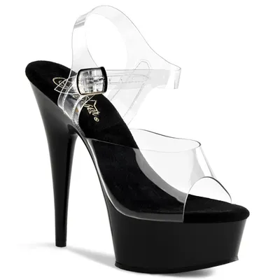 Produktbild von DELIGHT-608 Damen Sandale von Pleaser, Transparent Schwarz , EU 43, US 13