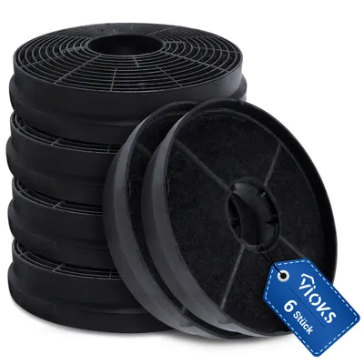 Produktbild von Aktivkohlefilter 6x kompatibel mit Respekta MIZ0058 Filter 105mmØ für Dunstabzugshaube