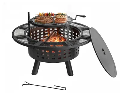 Image de Foyer avec grille pivotante à 360 degrés et tisonnier