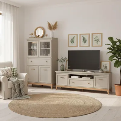 Produktbild von Wohnwand 2-teilig in Kaschmir, mit Lowboard & Highboard - WILNA-161