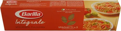 A box of Barilla whole wheat spaghetti.