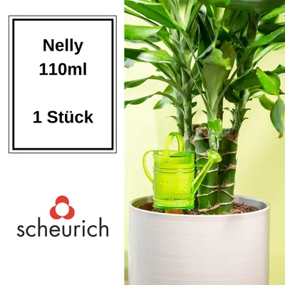 Produktbild von Scheurich Wasserspender Nelly | 1x Grün | 110 ml Füllmenge | Bewässerungskugel klein mit Ton Fuß | Wasserspender Pflanzen und Blumen Terrakotta Stiel