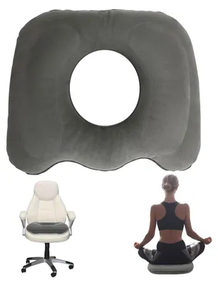 Produktbild von Aufblasbares, donut-förmiges Sitzkissen, ergonomisch, orthopädisch, für Bürostühle, Rollstühle, bei Hämorrhoiden, Steißbeinschmerzen, Rückenschmerzen (grau)