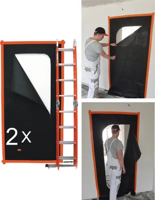 Produktbild von SafeCore Staubschutztür Schmutzschleuse, doppelseitiger Reißverschluss, luftdurchlässig, abschließbare Öffnung, links/rechts Montage, einfache Montage, 120 g/m² Polypropylen-Vliesstoff, 110 x 220 cm, für Bau & Renovierung