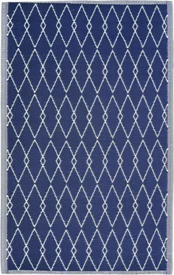 Produktbild von Domarex Moderner Outdoor-Teppich für Terrasse, Balkon und Garten - 120x170 cm, wasserdicht und witterungsbeständig, einfacher zu reinigen- Inez BLAU
