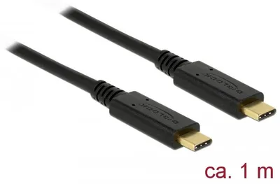 Zdjęcie produktu dla DeLOCK 83661, 1 m, USB C, USB C, USB 3.2 Gen 2 (3.1 Gen 2), 10 Gbit/s, Czarny